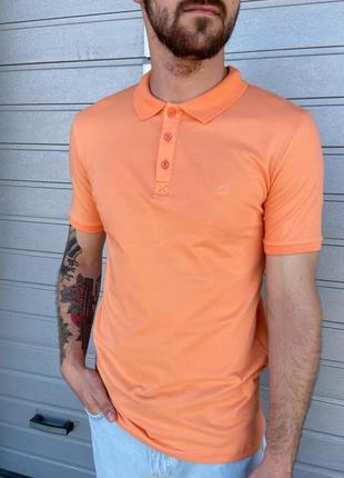 Футболка поло мужская базовая оранжевая турция / футболка-поло чоловіча базова оранжева турречина