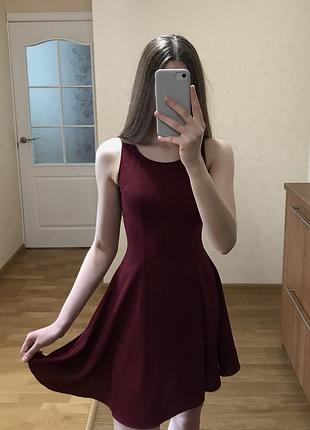 Бордовое платье h&m