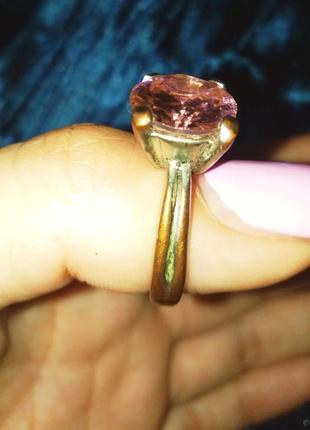 Кольцо с розовым камнем, 17 р. бижутерия7 фото