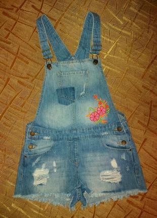 Джинсовый комбинезон с вышивкой denim co