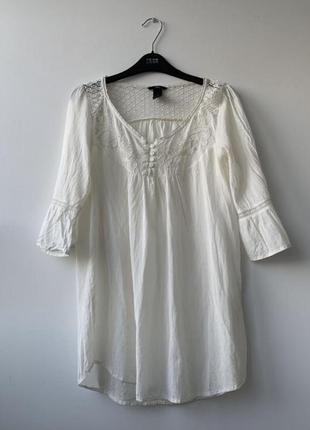 Блузка вишиванка вышиванка бохо стиль hm белая ретро винтаж5 фото