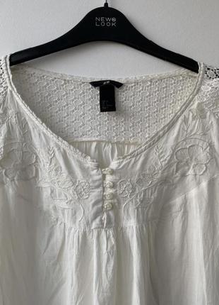 Блузка вишиванка вышиванка бохо стиль hm белая ретро винтаж4 фото