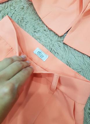 Класичний костюм комплект укороченный пиджак брюки высокая посадка оранжевый oh polly7 фото