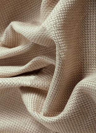 Порт'єрна тканина для штор блекаут-льон бежево-сірого кольору1 фото