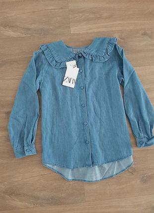 Джинсовая рубашка zara 5