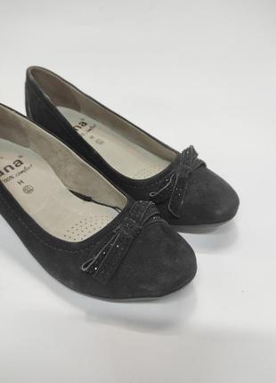 Замшеві туфлі jana нові чорні туфли женские на каблуке7 фото