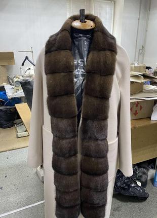 Шикарное пальто с натуральным мехом норки6 фото