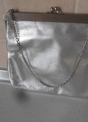 Винтажная серебристая сумочка\клатч на цепочке1 фото
