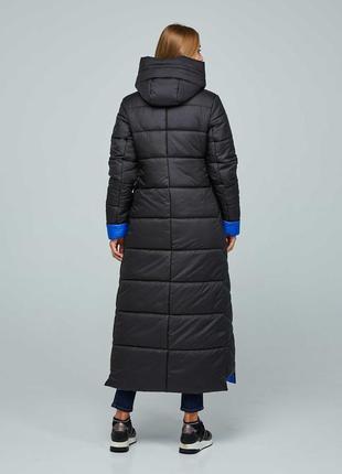 Зимнее длинное теплое женское пальто 1202 черное, р 44-583 фото