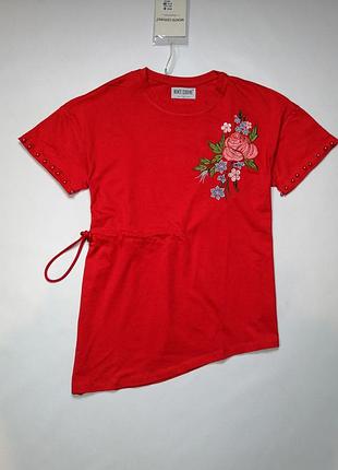 Футболка-туники женская красная с вышивкой monte chervino.