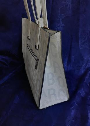 🛍💎 touch сумка хобо с двумя ручками светлая большая с буквами принт буквы серебро3 фото