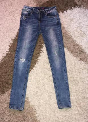 Стильные джинсы скинни с рваностями, l(29)3 фото