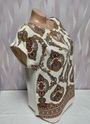 Приятная комбинированная блуза, спереди принт, вискоза р. 12/40 - m-l, от f&f2 фото
