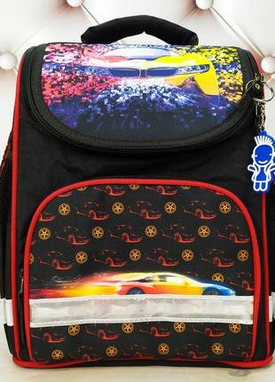Рюкзак шкільний каркасний для хлопчика з ліхтариками чорний з яскравим малюнком малюнком bagland 12 л.4 фото