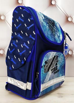 Рюкзак школьный каркасный для мальчика с фонариками синий с голубым bagland 12 л.6 фото