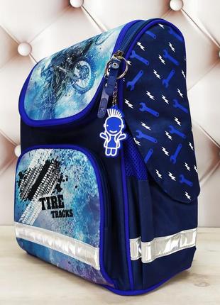Рюкзак школьный каркасный для мальчика с фонариками bagland, синего цвета, 12 л4 фото