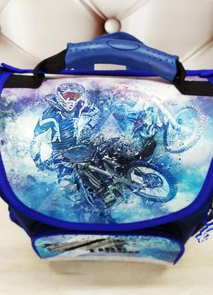 Рюкзак школьный каркасный для мальчика с фонариками bagland, синего цвета, 12 л2 фото