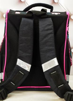 Рюкзак школьный каркасный для девочки с фонариками bagland, черный с мишуткой 12 л.3 фото