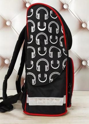 Рюкзак школьный каркасный для девочки с фонариками bagland, черный с котом 12 л.5 фото