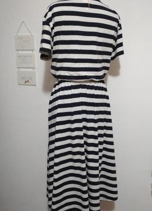 100% котон фирменное натуральное котоновое трикотажное платье миди тельняшка супер качество!5 фото