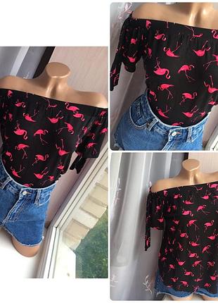 Топ у фламінго george кофта з відкритими плечима