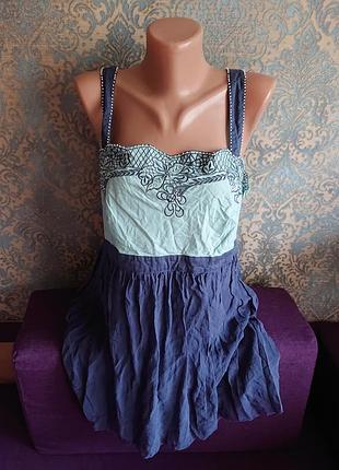 Красива шовкова майка з вишивкою блуза блузка блузочка великий розмір батал 50 /52