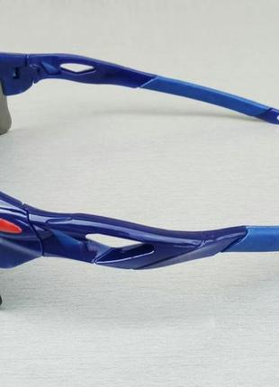 Окуляри унісекс спортивні сонцезахисні обтічні сині з бензиновим дзеркальним напиленням3 фото