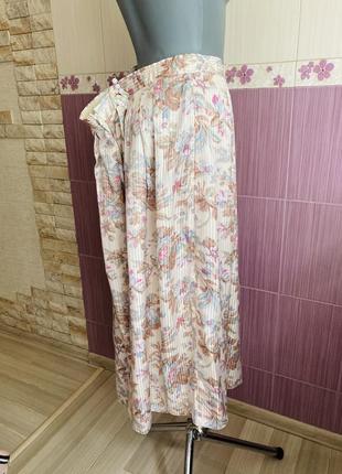 Шелковые винтажные роскошные широченные кюлоты юбка шорты в цветы6 фото