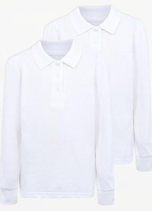Реглан кофта поло для дівчинки 2 шт george білий школа реглан-поло
