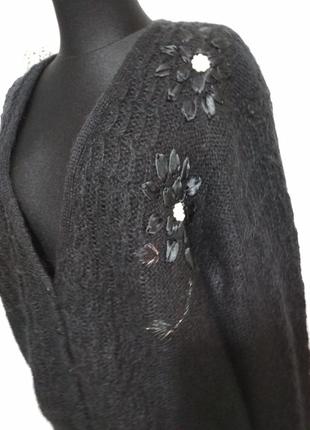 Розкішна фірмова мохерова вінтажна об'ємна кофта вишивка перли якість!!!5 фото