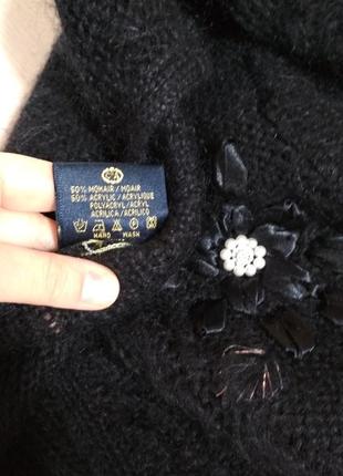 Розкішна фірмова мохерова вінтажна об'ємна кофта вишивка перли якість!!!9 фото