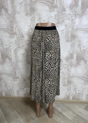 Плиссированная миди юбка,кюлоты,юбка-шорты,леопардовый принт(024)4 фото