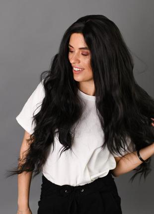 Парик коричневый тон #2 женский длинный прямой на сетке из термоволос