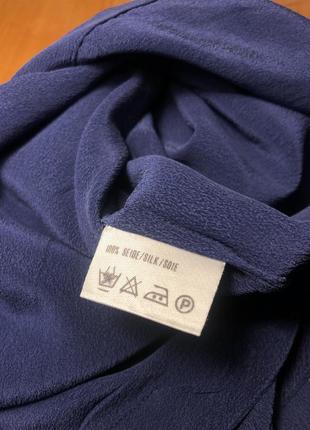 Винтаж синий блузон рубашка шёлк нюанс8 фото