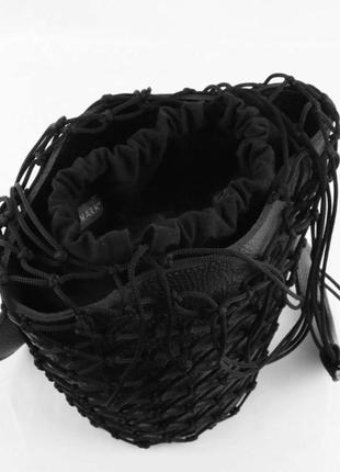 Черная сумка-ведро/сумка с сеткой/черная сумка с длинными ручками сетка.авоська6 фото