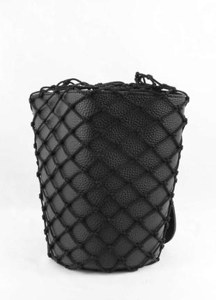 Черная сумка-ведро/сумка с сеткой/черная сумка с длинными ручками сетка.авоська4 фото
