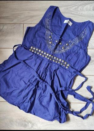 Легкая лавандовая летняя блуза туника из тончайшего индийского хлопка