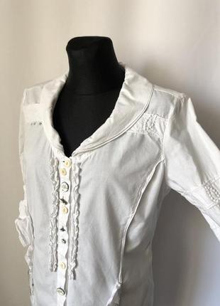 Белая блузка пуговицы-розочки хлопок3 фото