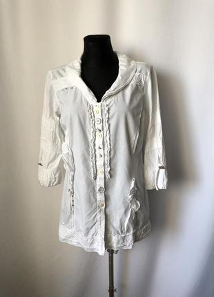 Белая блузка пуговицы-розочки хлопок4 фото