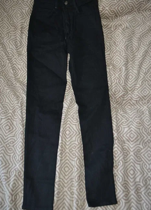 Чёрные джинсы с завышенной талией посадкой высокая талия xs-s 34-362 фото