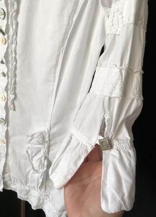 Белая блузка пуговицы-розочки хлопок5 фото