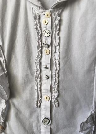 Белая блузка пуговицы-розочки хлопок6 фото