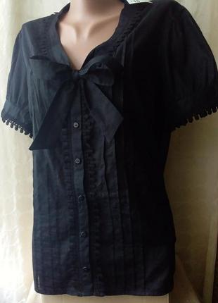 Черная хлопковая блузка3 фото