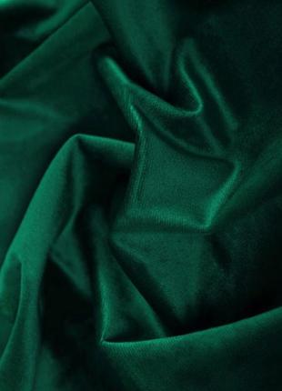 Порт'єрна тканина для штор оксамит смарагдового кольору1 фото