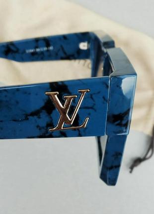 Louis vuitton большие модные женские солнцезащитные очки сине черный мрамор зеркальные7 фото