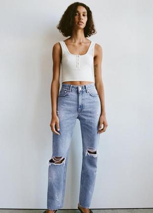 Джинсы с эффектом потёртости zara, р. 34, 38