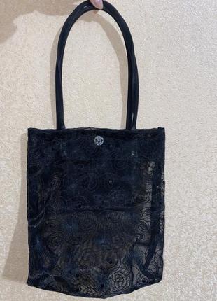 Прозрачная чёрная сумка женская, сумка шоппер