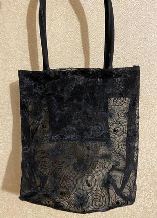 Прозрачная чёрная сумка женская, сумка шоппер2 фото