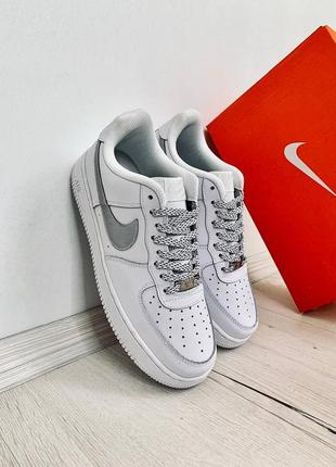 Кроссовки унисекс air force 1 low white reflective демисезонные