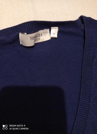 Р2. базовый хлопковый темно-синий пуловер с v-вырезом  реглан2 фото